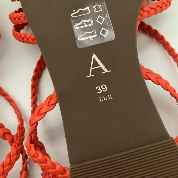 NWOT Anthropologie Deep Orange Woven Strap Flat Sandals Size 39 - Picture 3 of 3